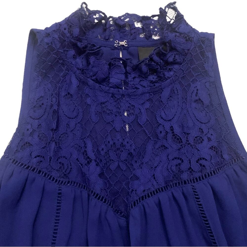 2/$30 Royal Blue Lace Sleeveless Babydoll Top Blouse Romantic Coquette Feminine